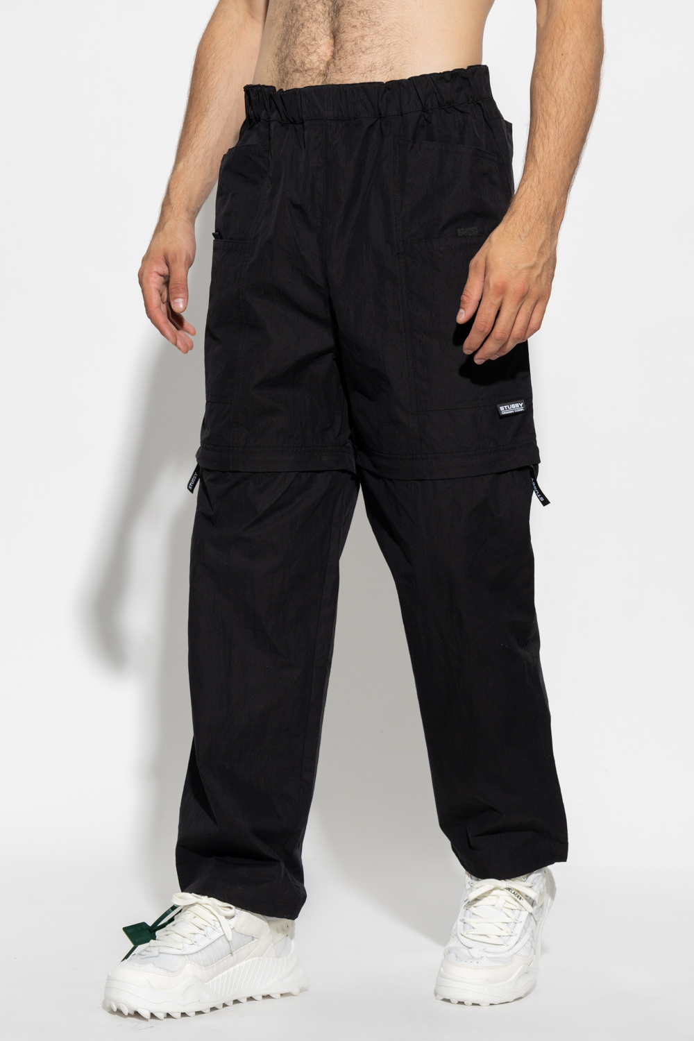 the vanadium fleece track pants SchaferandweinerShops Italy Black Trousers with detachable legs Stussy